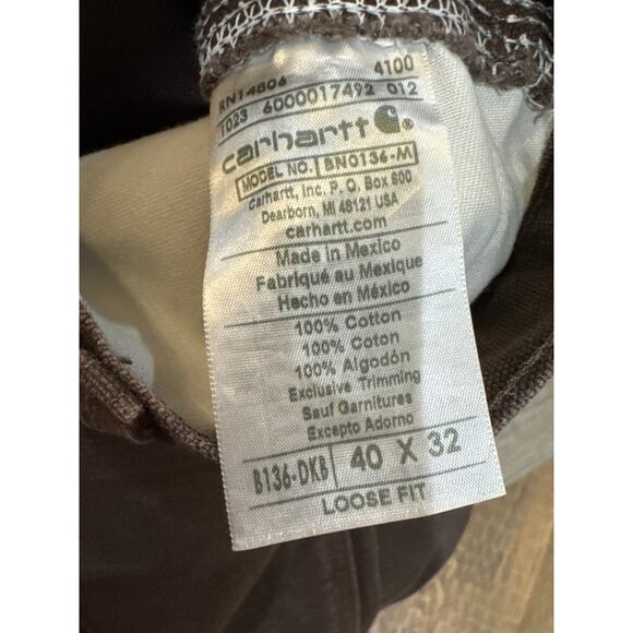 Vintage Y2K Carhartt Men’s Brown Denim Carpenter Loose Jeans 40x32 - Picture 3 of 6